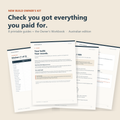 New Build Owner's Kit: printable checklists, inclusions audit and builder email scripts for Australian new home builds